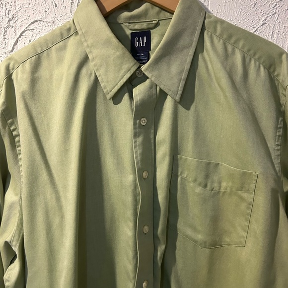 Men’s Sage Green Long Sleeve Gap Collared Shirt - Size XL - Picture 2 of 3